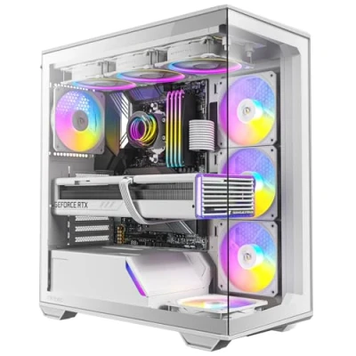 Image de Antec C3 ARGB blanc, 3 ventilateurs PWM de 120 mm et 1 x inclus, jusqu&#039;à 8 simultanément, type C, panneaux avant latéraux en verre trempé sans couture, support radiateur