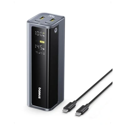 Image de Baseus EnerGeek Powerbank 145W 20800mAh, Batterie Externe Charge Rapide avec 2X USB C PD 3.0 100W Max, Affichage Intelligent, Compatible MacBook Pro, Dell, HP, SteamDeck, iPhone 16/15/14, Samsung