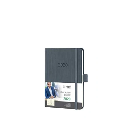 Image de SIGEL C2067 Agenda semainier 2020 Conceptum, couverture rigide, 10,8 x 15,1 cm, gris foncé