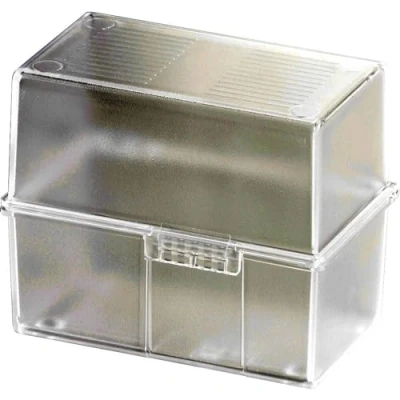 Image de HAN 976 63 Lot de 3 boîtes classement format A6 Translucide Design attrayant pour 400 cartes avec charnières en acier Transparent