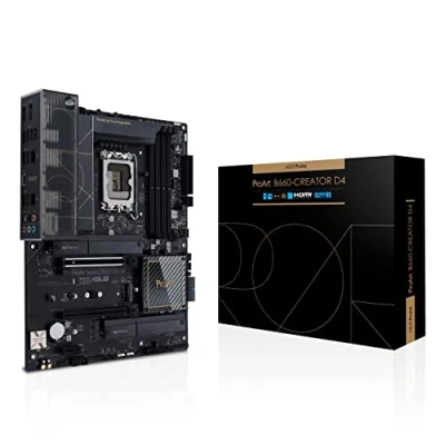 Image de ASUS ProArt B660 CREATOR D4 Carte mère Intel LGA1700 ATX (12+1 phases d’alimentation 50A, PCIe 5.0, DDR4, USB C DisplayPort, 2.5 Gb, 1 Gb Ethernet, 3 x M.2 slots)
