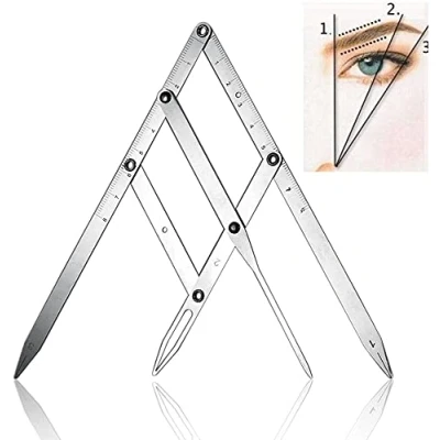 Image de Namvo Règle de tatouage Pour sourcils En acier inoxydable Pliable microblading permanent Pochoir réutilisable