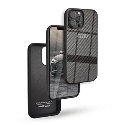 Image de Audi AU TPUPCIP13PM R8/D2 BK Coque de protection rigide en fibre carbone pour iPhone 13 Pro Max 6,7&quot; Noir
