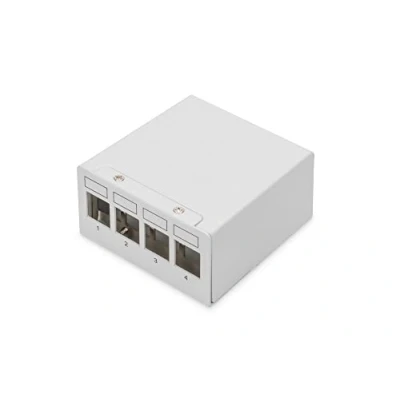 Image de DIGITUS Panneau de Brassage modulaire pour Bureau 4 Ports blindé Montage sur Table ou Mural Gestion des câbles intégrée Module Keystone Distribution Gris Clair