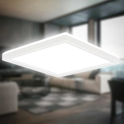 Image de B.K.Licht plafonnier LED à lumière indirecte, 3cm d&#039;épaisseur, blanc neutre, lampe LED, de salon, panneau cuisine, éclairage plafond, 24x3 cm,