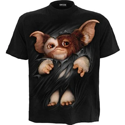 Image de WB Studio Gremlins Gizmo T Shirt avec imprimé sur Le Devant Noir XL