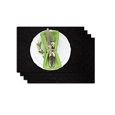 Image de Casoro Lot de 6 sets table lavables en feutre dans des couleurs modernes (au choix), feutrine, Noir , 4