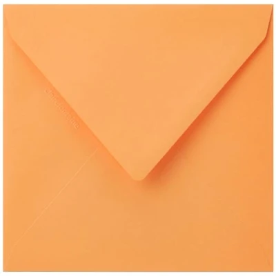 Image de Clairefontaine 5598C Paquet de 20 Enveloppes Gommées Format Carré 14x14cm 120g/m² Coloris Clémentine Invitation Evènements et Correspondance Gamme Pollen Papier Premium Lisse