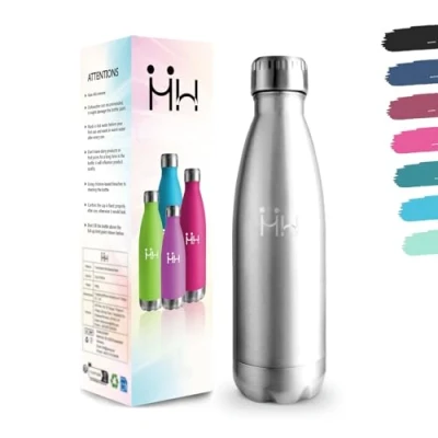 Image de Gourde, 750 ml Sans BPA, Gourde Isotherme, 18/8 Acier Inoxydable, Bouteille Isolation Sous Vide à Double Paroi, Inoxydable pour Voyage, Cuisine Couleur Vraie