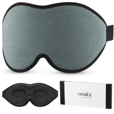 Image de onaEz Masque De Nuit, 2024 Masques Sommeil Occultants Complets Pour Hommes et Femmes, 3d Bandeau Yeux Conception Pont Nez Haut Convient Dormir, MéDiter Voyager (Gris)