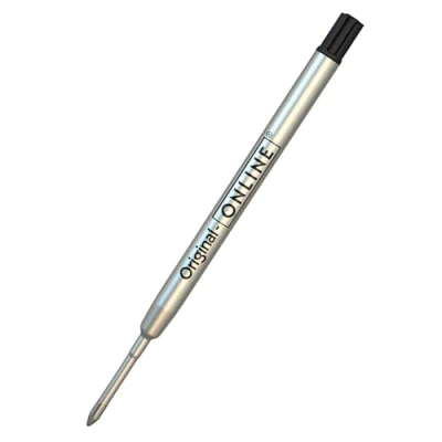Image de recharge stylo à bille d`ONLINE, métal international de grande capacité, largeur trait M (moyen), indélébile, résistant l&#039;eau, 1 pièce, (noir)
