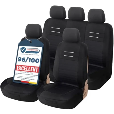 Image de upgrade4cars Housse de Siege Voiture Universelle Noir Ensemble Housses Siège Auto Universel Couvre Sieges pour Avant et Arrière