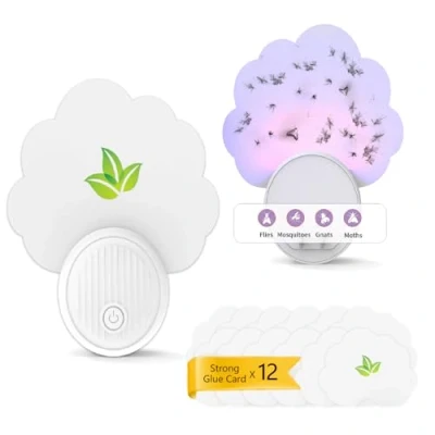 Image de Pièges Anti Moucherons Interieur Essentials Recharges pour Piège Lumineux Moucherons, Mites, Mouches à Fruits et Mouches(2 Appareils + 12 Recharges)