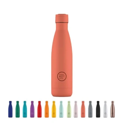 Image de Cool Bottles Bouteille en Acier Inoxidable 500 ml Pastel Coral 26,5 x 7 cm Isotherme Boissons Froides 36 Heures Chaudes 18 Triple Technology Sans BPA