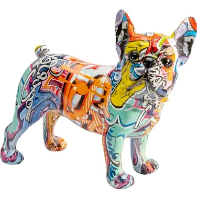 Image de Statue chien debout tague GRAFITTI BULLDOG 24cm Objets décoratifs Polyrésine Intérieur