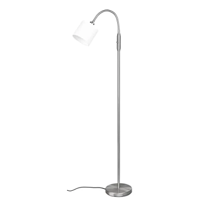 Image de Reality Lampadaire TOMMY R46331001, métal nickel mat, abat jour en tissu blanc, exclusivité 1x E14