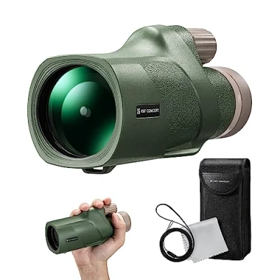 Image de K&amp;F Concept Telescope Monoculaire 12X50 HD Étanche BAK4 Prisme Revêtement Vert Téléscope avec Interface Trépied pour Observation Oiseaux, Chasse, Randonnée (IP66 Étanchéité Vert)
