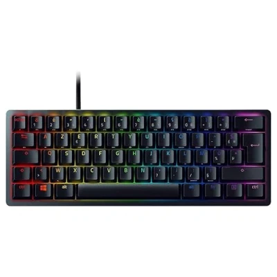 Image de Razer Huntsman Mini (Switches Rouges) Clavier Gamer Compact à 60% Opto Mécaniques Silencieux et Linéaires, Touches en PBT, Câble USB C Détachable) AZERTY Noir