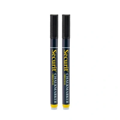Image de Securit Lot de 2 marqueurs à craie liquide Noir Pointe fine