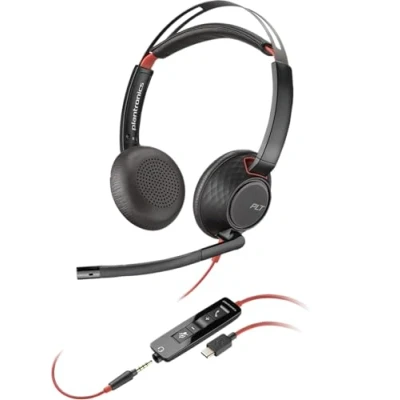 Image de POLY Micro casque stéréo USB C Blackwire 5220 + prise 3,5 mm adaptateur C/A (lot) Neuf