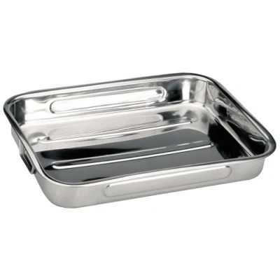 Image de Ibili 651835 Plat à rôtir en Inox avec anses pliantes 38x27x6,5 cm Bistrot