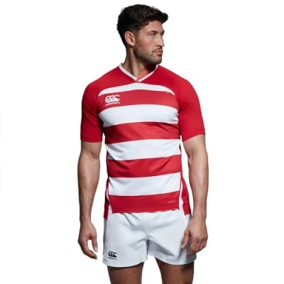 Image de Canterbury Vapodri Evader à Rayures Maillot Rugby Homme Rouge Vif FR : 4XL (Taille Fabricant 4XL)