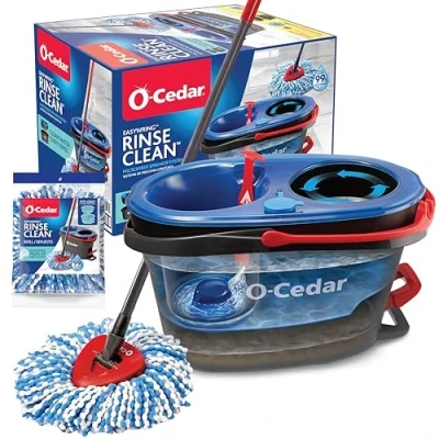 Image de O Cedar Easywring Balai serpillère en microfibre et seau de nettoyage pour sols avec 1 recharge supplémentaire