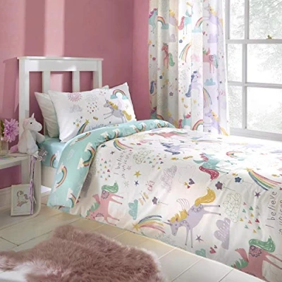 Image de Bedlam Rainbow Unicorn Parure de lit, Multicolore, 2 pièces, Simple