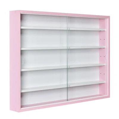 Image de Inter Link Vitrine Murale pour Objets de Collection Armoire Rangement avec 4 étagères 5 Compartiments Miniatures MDF Rose (80x60x9.5 cm) Pinkruby