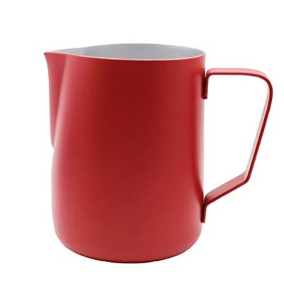 Image de Abcsea 1 Pièce Pichet de Lait en Acier Inoxydable, Pot à INOX, Rouge 350ml/12oz