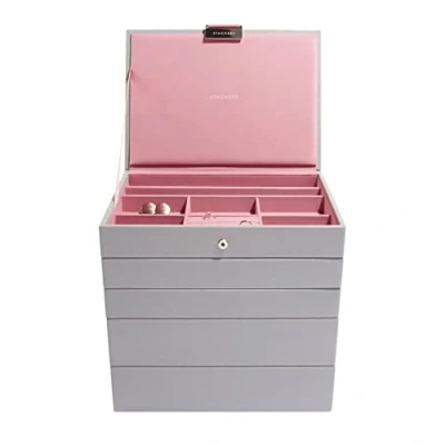 Image de Stackers boîte à bijoux classique en gris et rose