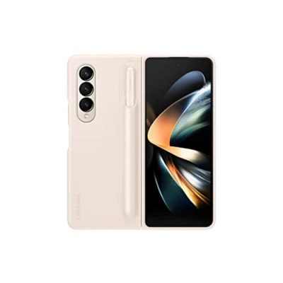 Image de Samsung Coque Galaxy Z Fold4 avec Support pour Stylo S et Porte S, de Protection béquille visionnage Mains Libres, Version américaine, Sable
