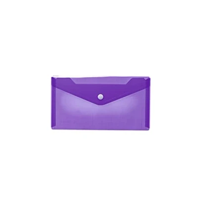 Image de HERMA 20042 Porte documents DIN long (22 x 12 cm, polypropylène) Poches transparentes avec bouton pression Pour l&#039;école, l&#039;université, le bureau, les enveloppes en polypropylène Violet