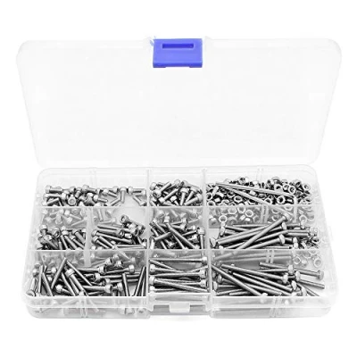 Image de Yuhtech 440PCS M3 Bouton à Tête Hexagonale Socket Câble Boulons Vis avec écrous Assortiment en Acier inoxydable
