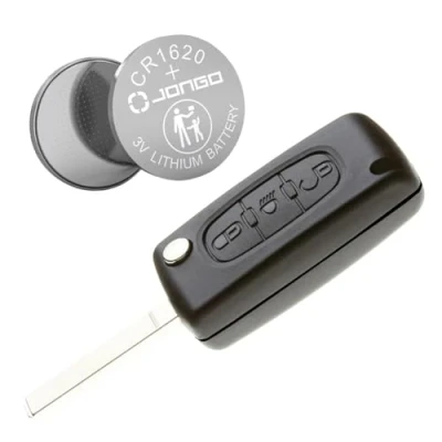 Image de Jongo Coque de Clé avec Lame Compatible Citroën C4, C5 et C6 CE0523 1x Pile CR1620 Boitier Clef Plip Voiture Télécommande 3 Boutons