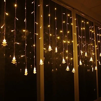 Image de Klighten Rideau Lumineux, 3.5M LED cordes Guirlande lumineuse 96LED imperméable Blanc Chaud, 8 Modes d&#039;éclairage, Ambiance pour Décoration Noël, Mariage, Balcon, Terrasse, Chambre