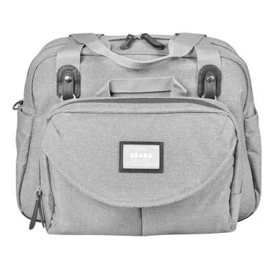 Image de BÉABA, Sac à Langer Genève II, Modulable, Grande contenance, Rangements multiples, Pochette avant amovible, Matelas langer, repas isotherme, Système attache poussettes, Gris chiné