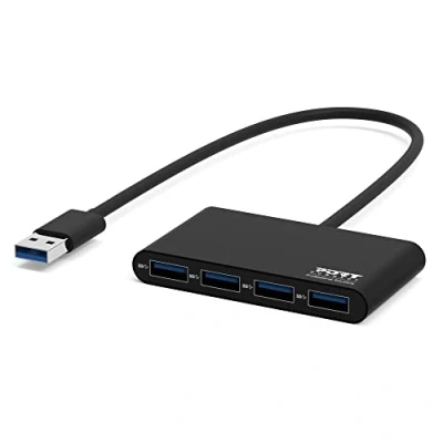 Image de Port Designs 900121 hub &amp; concentrateur USB 3.2 Gen 1 (3.1 1) Type A 5000 Mbit/s Noir