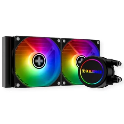 Image de Xilence LQ240.ARGB Watercooling AiO AMD et Intel 240mm, AM5/AM4, LGA 1700/2066/2011/1151/1150/1155/1156/1200, 300W TDP, 2x ventilateurs PWM 120mm ARGB, pour PC Gaming/Streaming/Rendering, noir