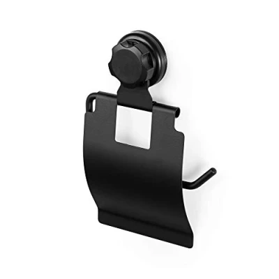 Image de Compactor Bestlock Porte papier hygiénique à ventouse, Noir, 14,8 x 3,3 H 22,5 cm, RAN9781