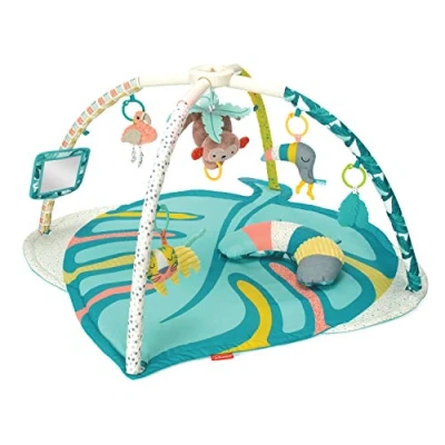 Image de Infantino Tapis de Jeu et Gymnase d&#039;Activité 4 en 1 Deluxe Twist &amp; Fold Inclut des Jouets à Lier Musical Stimule les Sens Facile Ranger Grand Tropical 0m+