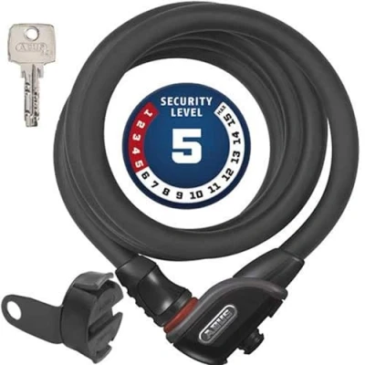 Image de ABUS Antivol à câble Phantom 8950/180 KF Kit d&#039;antivols pour vélo avec support le boulon de serrage la selle du 12/15 mm Niveau sécurité 5 Noir