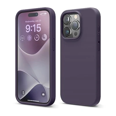 Image de elago Coque Silicone Liquide Compatible avec iPhone 15 Pro, Qualité Supérieure, Protection Intégrale [Structure Antichoc 4 Couches], Doublure Microfibre Douce Anti Rayures (Violet Intense)