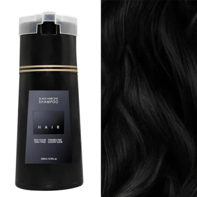 Image de Hair Dye Shampoo, Long Lasting Instant Shampoing pour Teinture Instantanée, Natural Color Shampoo Cheveux Gris, Black 2 in 1(Noir)