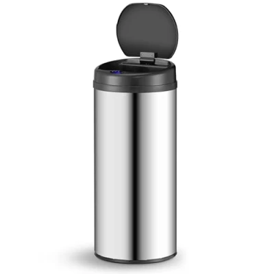 Image de Juskys poubelle automatique avec capteur de 50 L électrique, détecteur mouvement, couvercle automatique, étanche, bague serrage, cuisine argenté