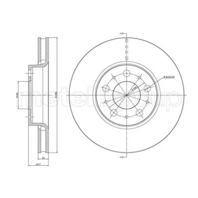 Image de METELLI 23 0560C Disque de frein 286,0 26,0 5 68,0 ventilé peint VOLVO: S60 I, V70 2, XC70 I Cross Country