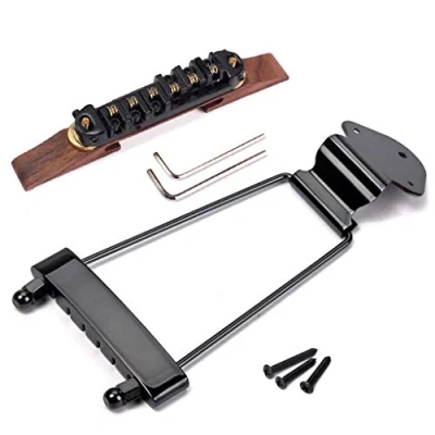Image de Alnicov Lot de 6 cordes en palissandre réglables hauteur et cordier trapèze pour pièces guitare jazz Archtop, noir