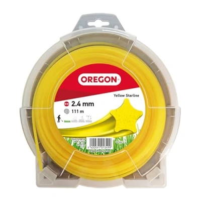 Image de Fil de coupe étoilé Oregon jaune pour débroussailleuses et coupes bordures, cinq bords une finition propre, nylon qualité professionnelle, toutes 2,4mm 111m (‎69 454 Y)