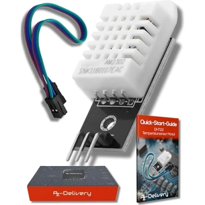 Image de AZDelivery DHT22 AM2302 Capteur de Température et d’Humidité avec Câble Compatible Arduino Raspberry Pi incluant Un E Book!