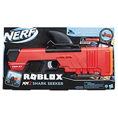 Image de Nerf F2489EU4 Roblox MM2 Seeker Blaster, Shark Fin Action, 3 Mega Darts, Code to Unlock a Virtual in Game Item